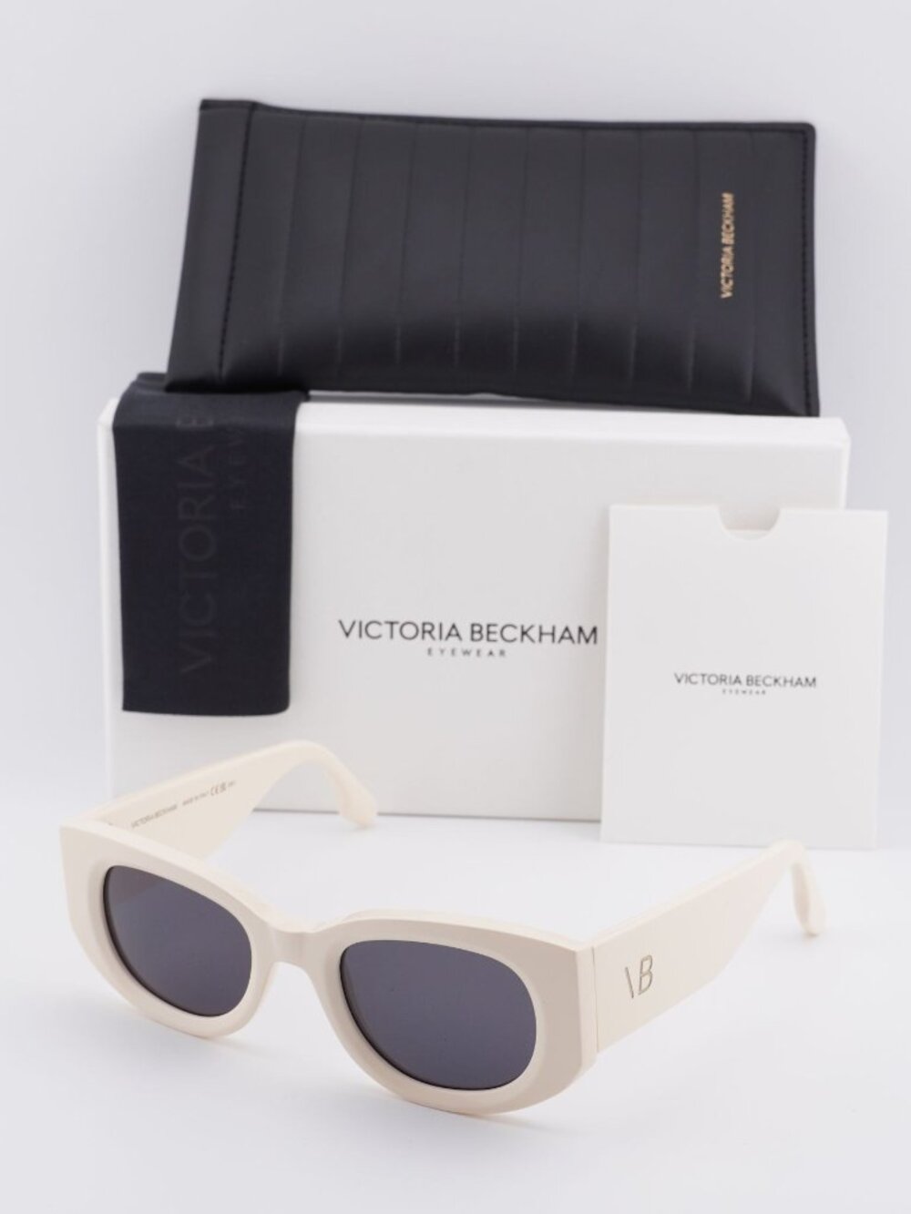 Victoria Beckham VB654S 103 Oval Sunglasses – Ivory / Blue